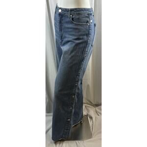 Rachel Roy SnapSide Raw Hem Wide Leg Jeans Blue 32 Y2K streetwear vintage 68-25